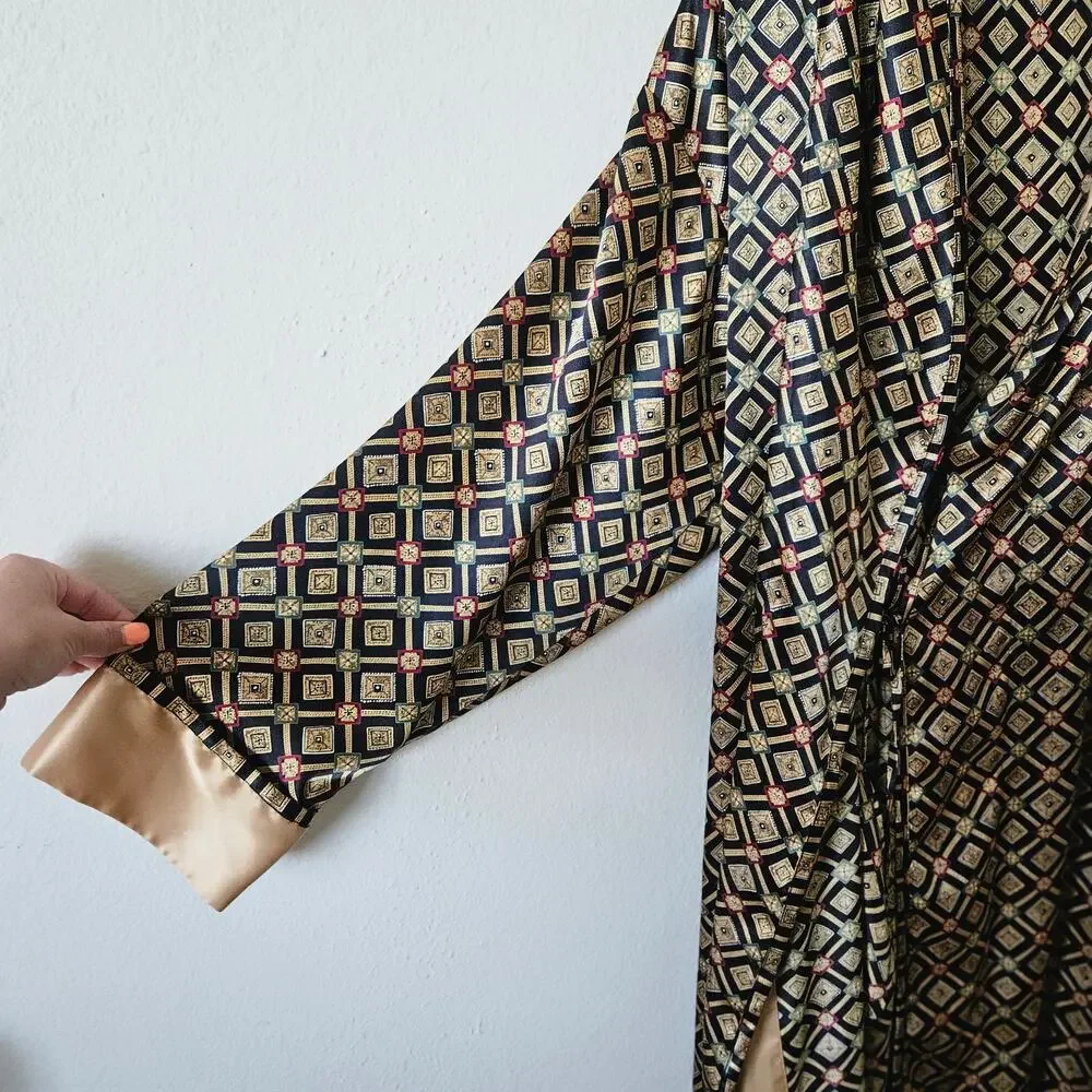 Vintage Victoria's Secret Robe Gold and Black Medium - Picture 7 of 13